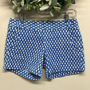 J. Crew City Fit Chino Stretch Shorts Blue and White Pattern 2